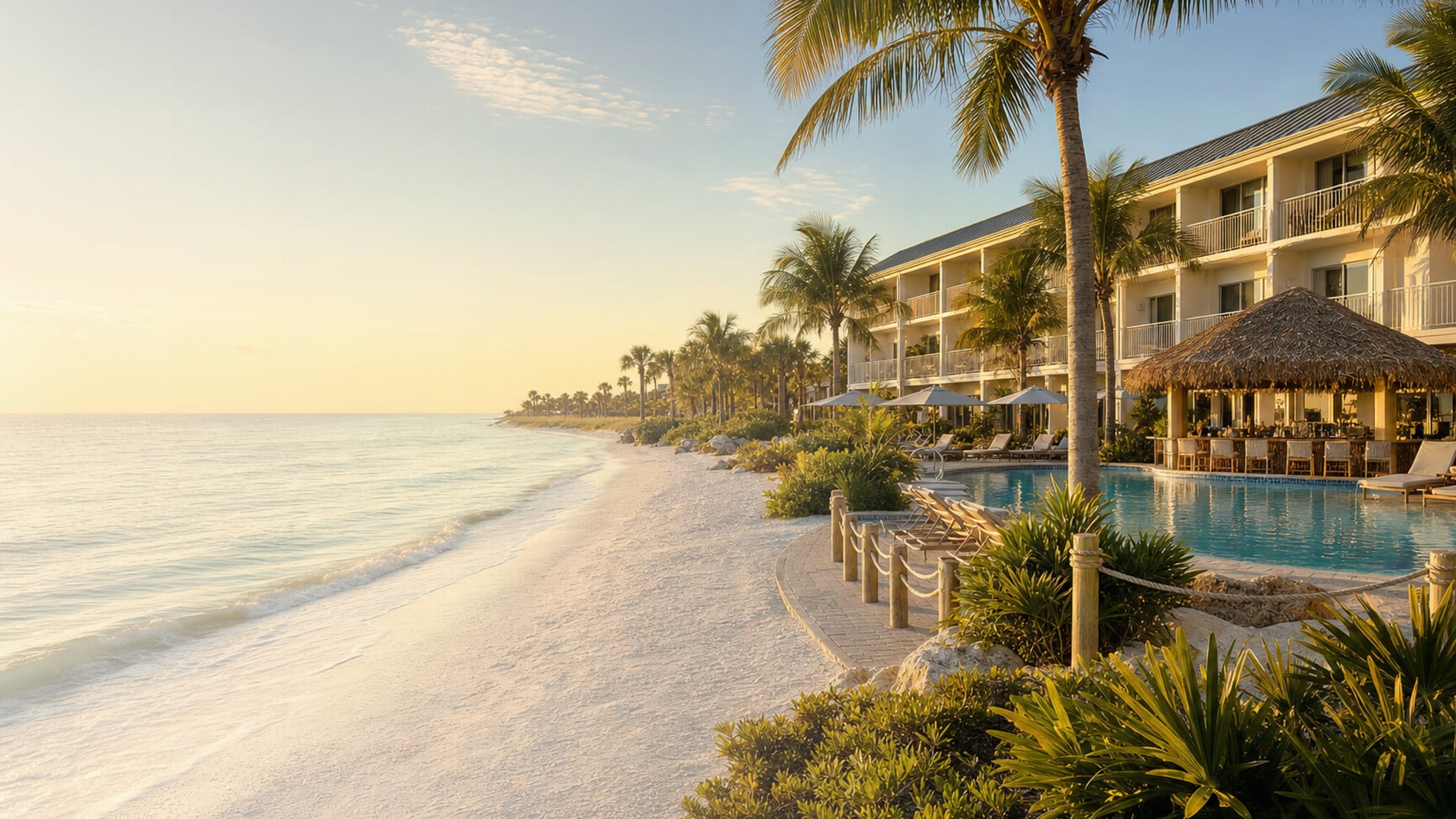 Island Inn Beach Resort on the Gulf at golden hour